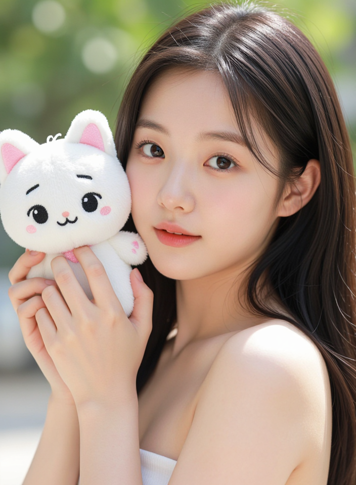 인형과 함께하는 소녀