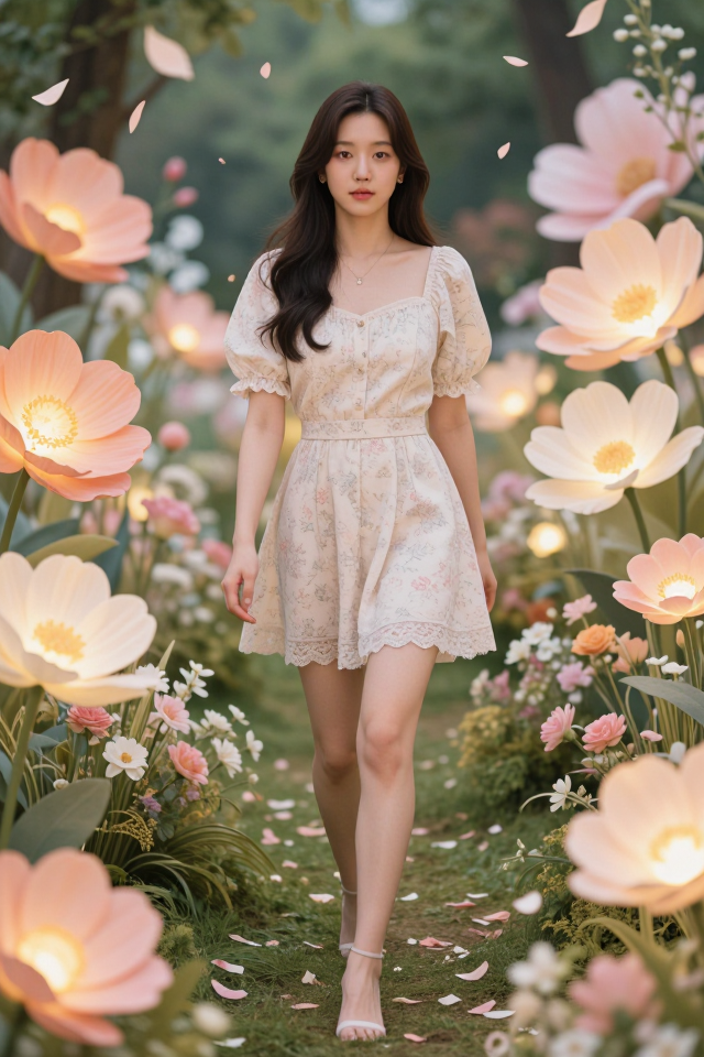 꽃잎 정원의 소녀